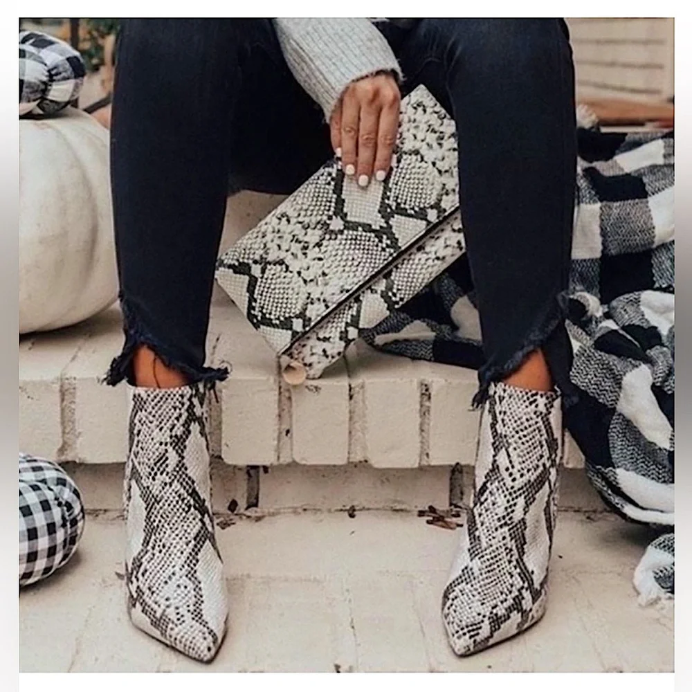 Marc Fisher Python Block Heel Booties - Picture 2 of 16